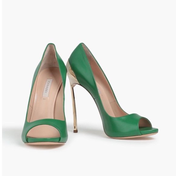 NEW CASADEI Leather Court Shoes US6.5 UK3.5 EU36.5 Blade Heel Made in Italy - Picture 3 of 7